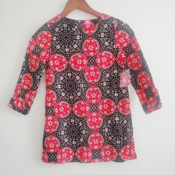 New J Khaki red and black geometric corduroy dress size small - Picture 3 of 3